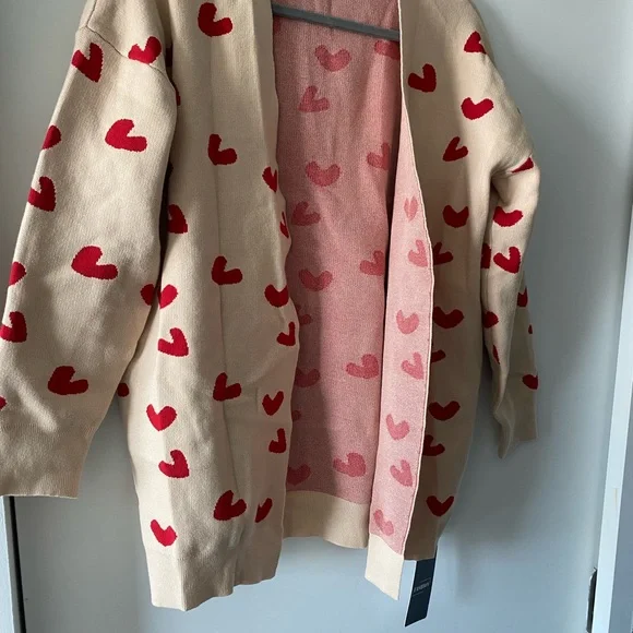 Amazon Red Heart Pattern Cardigan - Cream - Picture 2 of 4
